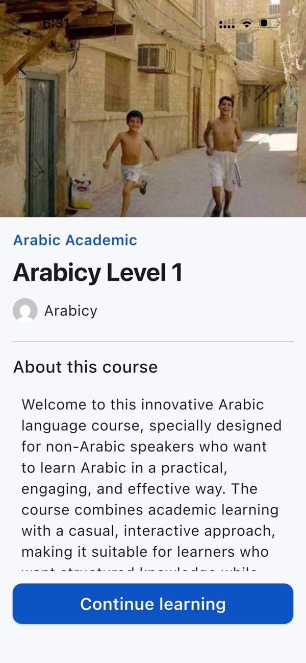 Arabicy app course page